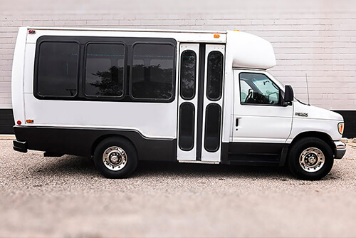 White party bus exterior