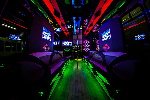 wood floors in limo bus rental