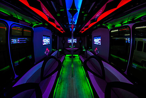 Modern limo bus interior