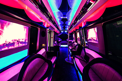 Spacious limo bus interior